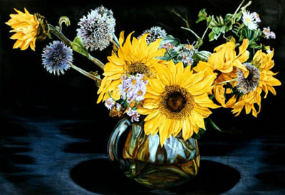 Ref.G20: Sunflowers with echinops.